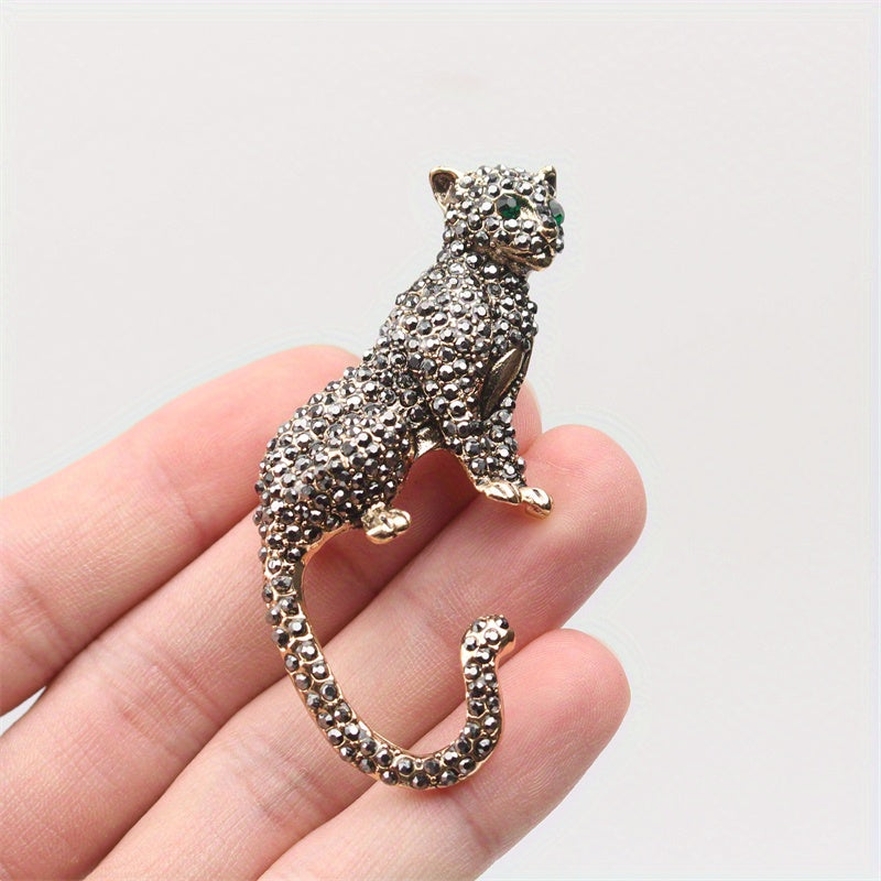 Cheetah Brooch Pin Vintage Rhinestones Fashion Jewelry for Women