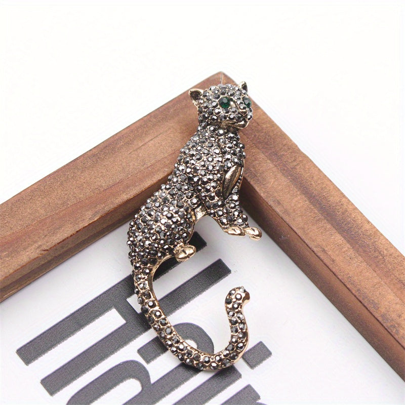 Cheetah Brooch Pin Vintage Rhinestones Fashion Jewelry for Women