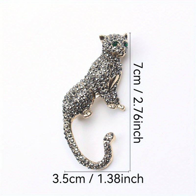 Cheetah Brooch Pin Vintage Rhinestones Fashion Jewelry for Women