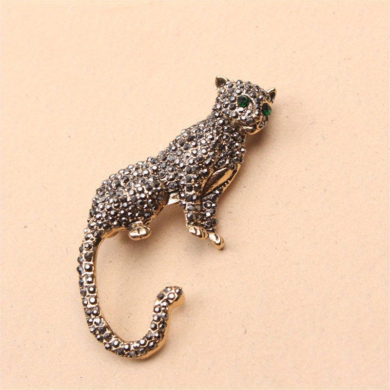 Cheetah Brooch Pin Vintage Rhinestones Fashion Jewelry for Women
