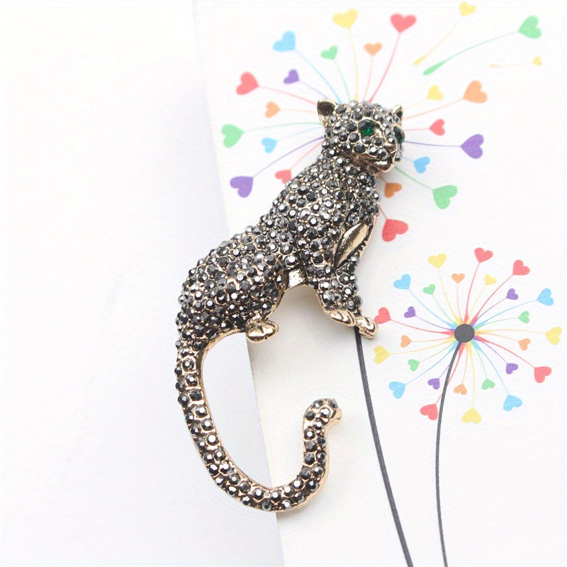 Ayollar uchun Vintage Rhinestones Moda Zargarlik Cheetah Brooch Pin