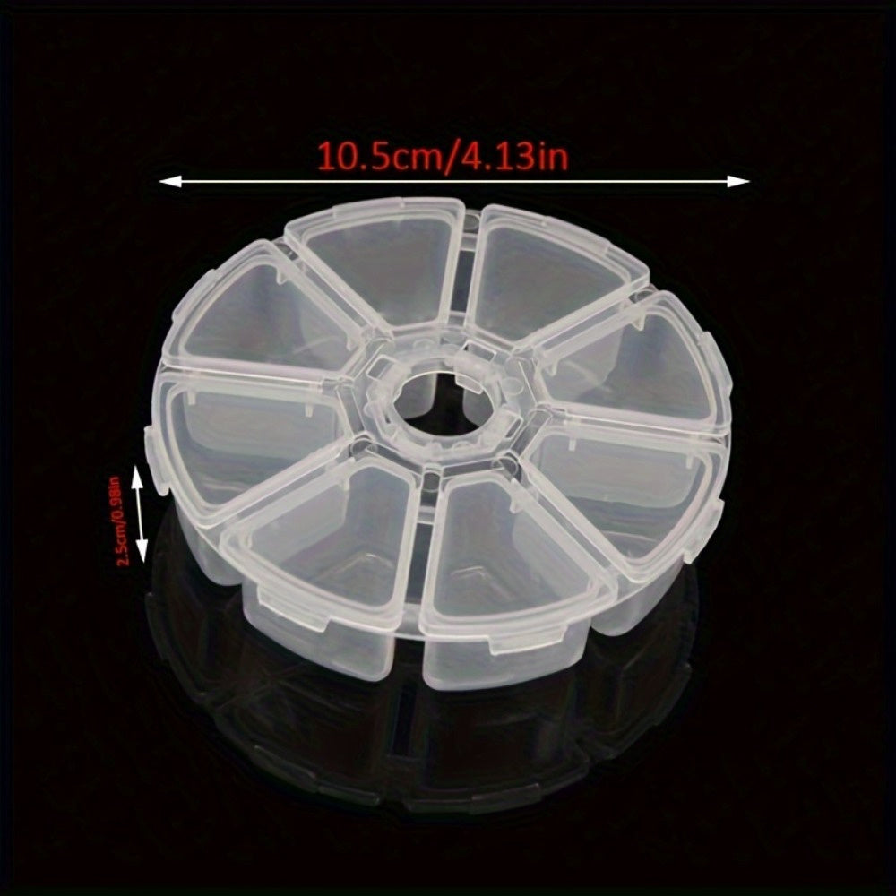 Juego de recipientes de almacenamiento transparente de 8 compartimentos con tapas para joyería y materiales de manualidades
