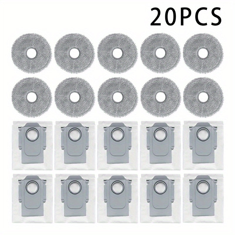 Roborock Q Revo, Qrevo Pro va Qrevo Maxv qismlari uchun yuqori sig'imli axlat qoplari va mopa padlari aksessuarlar - 10 ta chang qopqog'i kiritilgan.