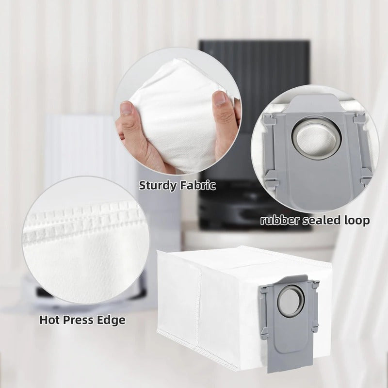 Roborock Q Revo, Qrevo Pro va Qrevo Maxv qismlari uchun yuqori sig'imli axlat qoplari va mopa padlari aksessuarlar - 10 ta chang qopqog'i kiritilgan.