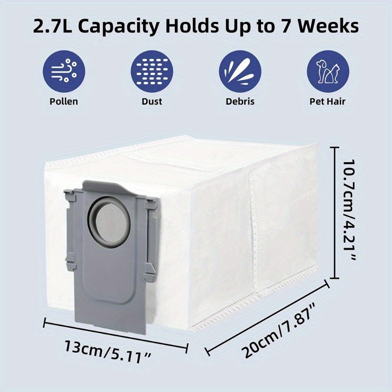 Roborock Q Revo, Qrevo Pro va Qrevo Maxv qismlari uchun yuqori sig'imli axlat qoplari va mopa padlari aksessuarlar - 10 ta chang qopqog'i kiritilgan.