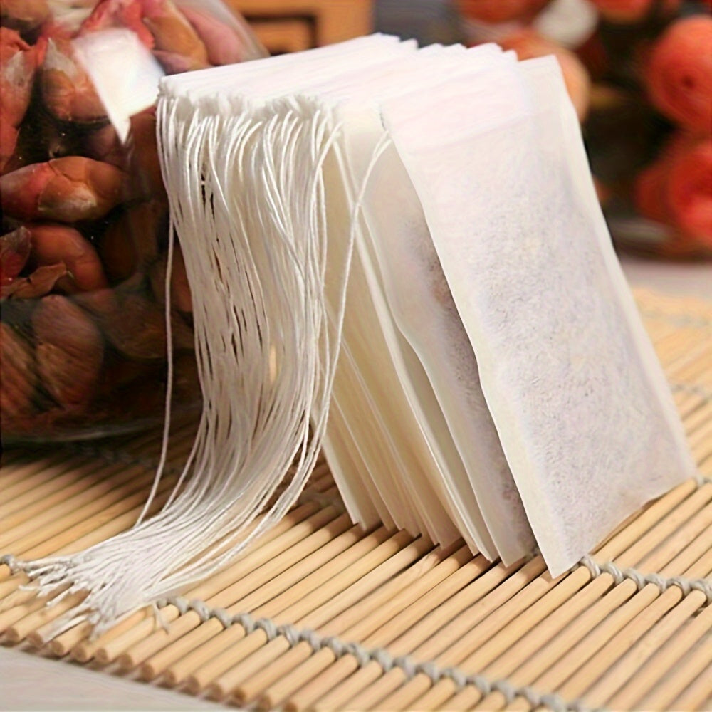 100 Disposable Drawstring Tea Bags for Loose Leaf Herbs and Spices