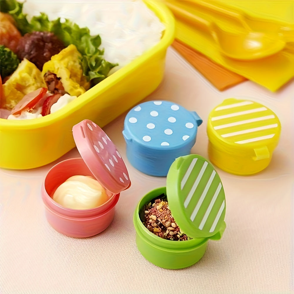 Set of 4 Mini Leak-Proof Plastic Sauce Containers for Lunch and Kitchen Storage