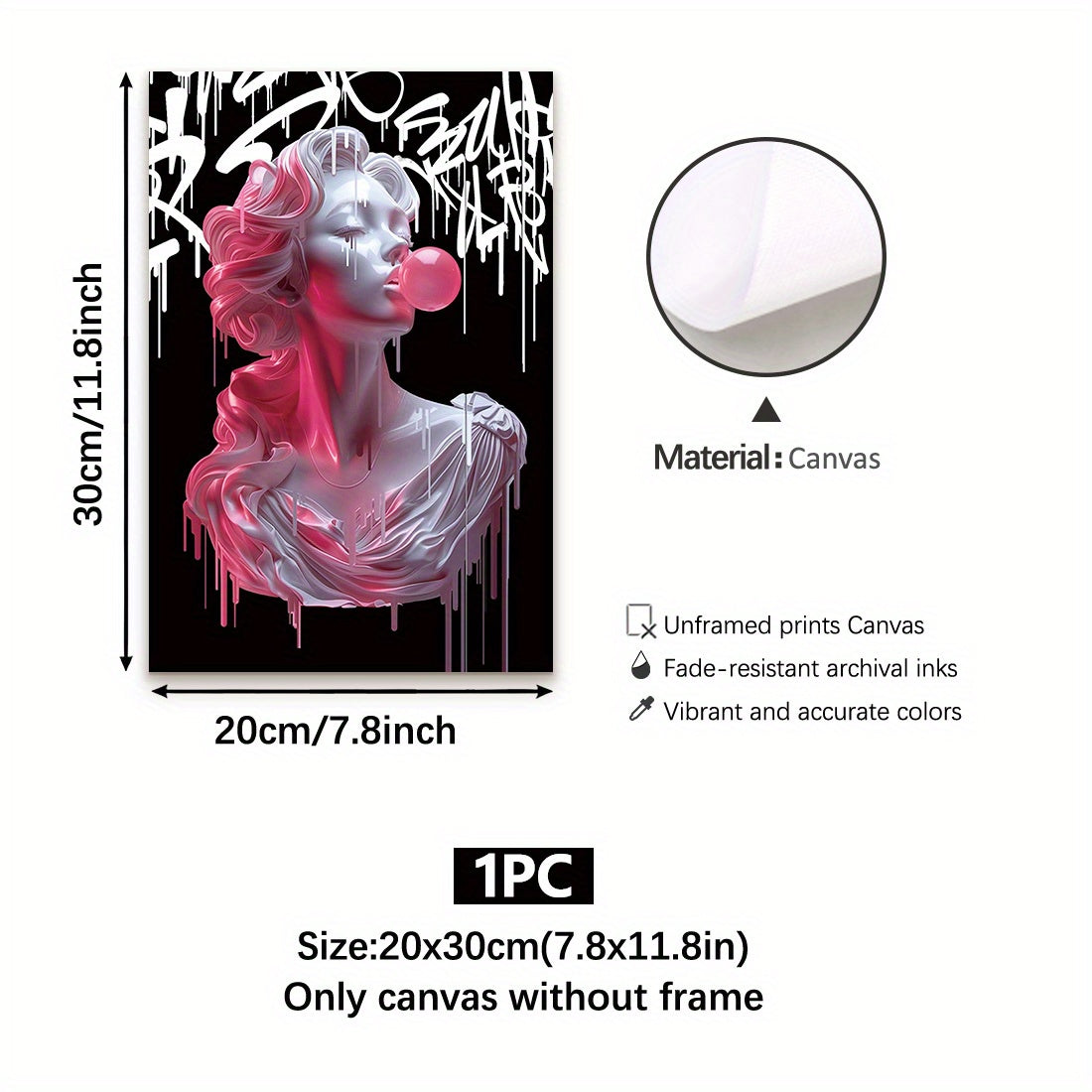 Art Deco Wall Tapestry of Medusa Blowing Bubbles 30x20cm Fabric Decor