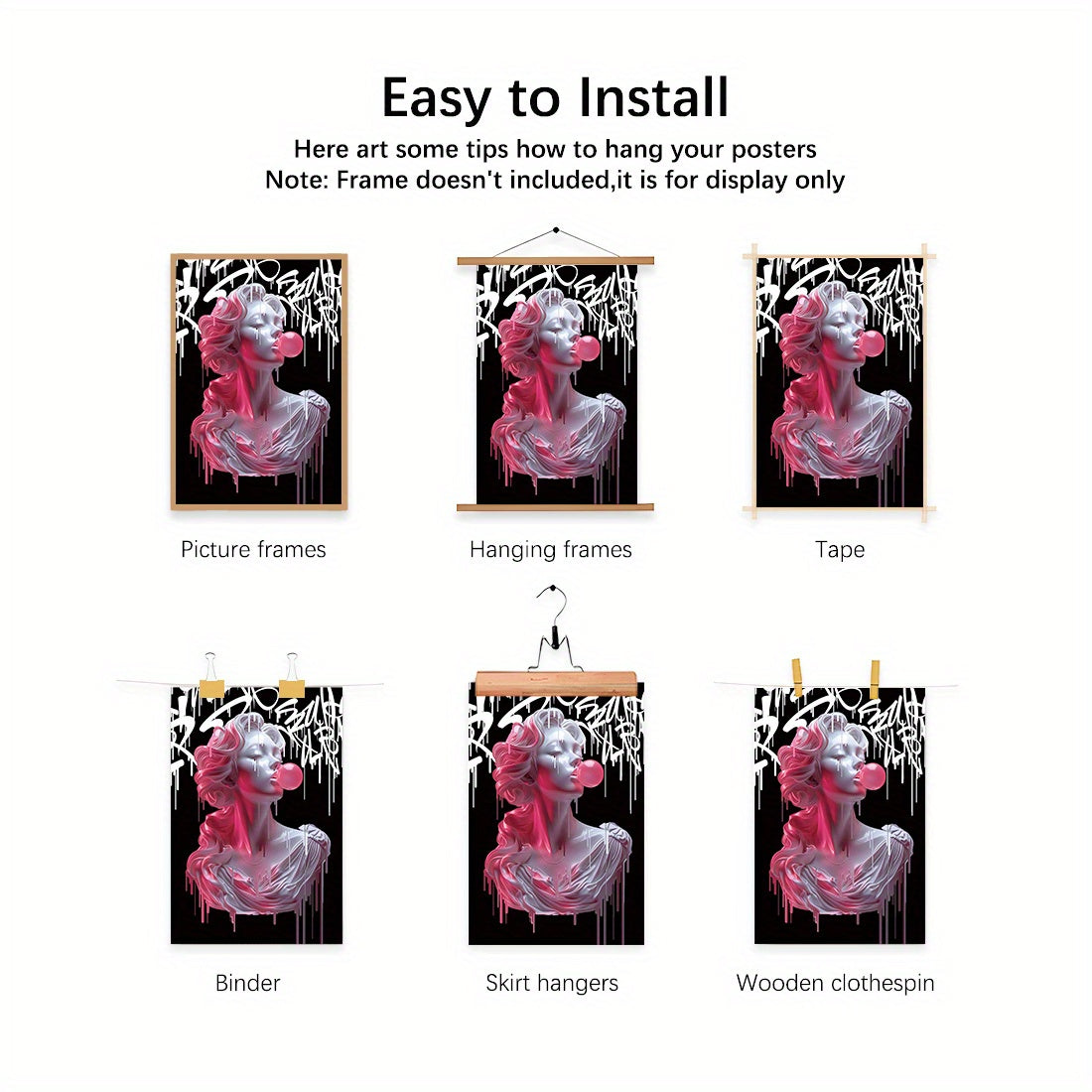 Art Deco Wall Tapestry of Medusa Blowing Bubbles 30x20cm Fabric Decor