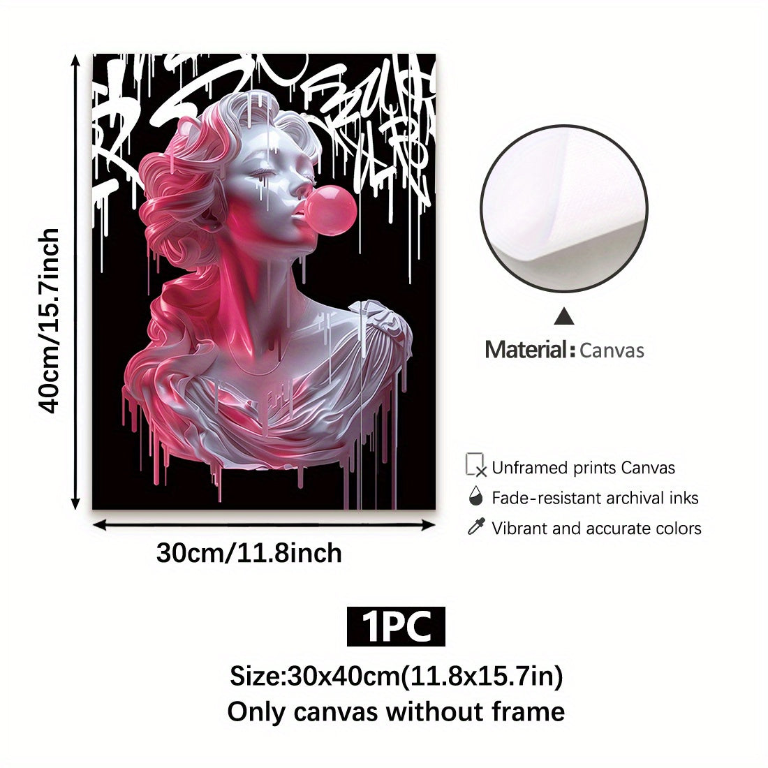 Art Deco Wall Tapestry of Medusa Blowing Bubbles 30x20cm Fabric Decor