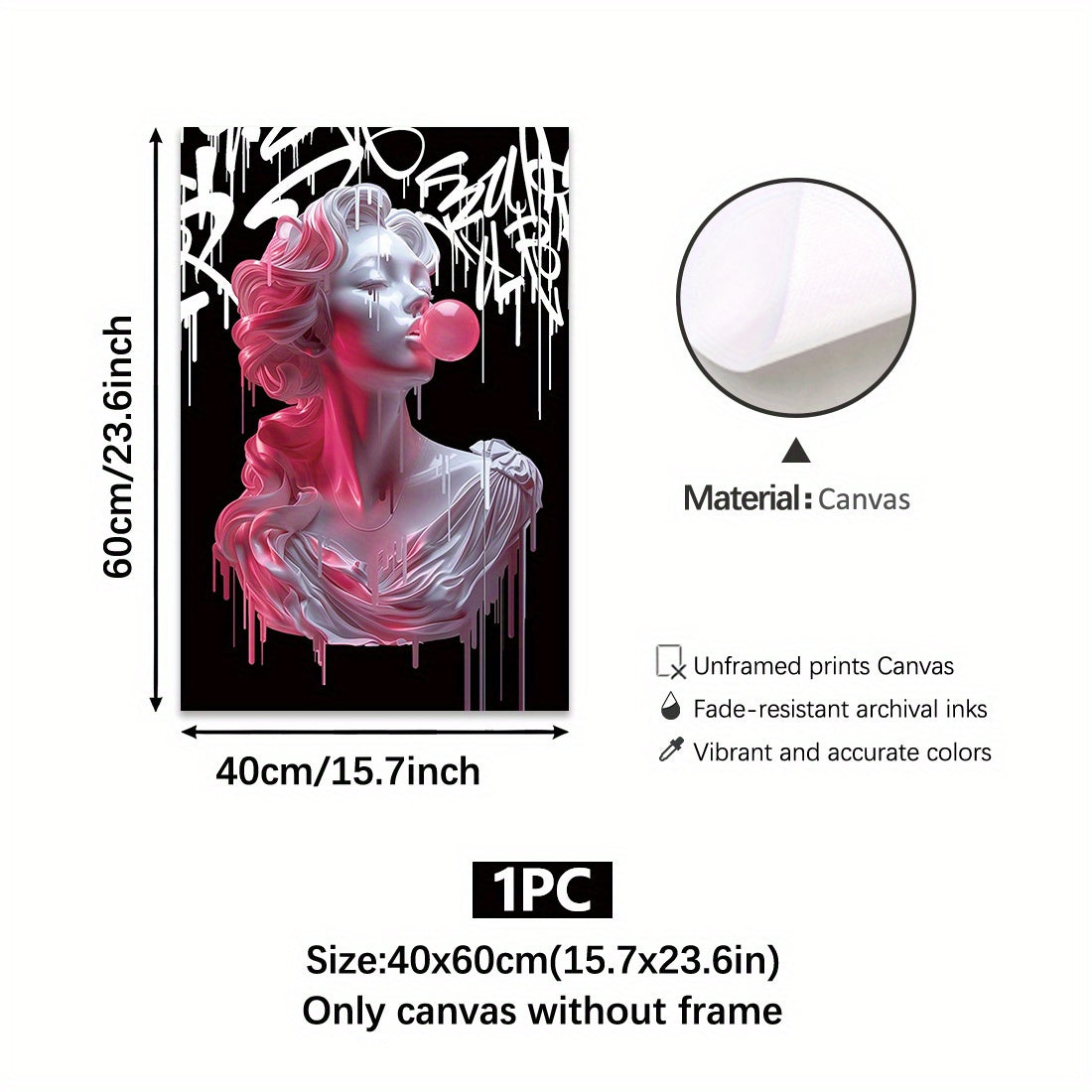 Art Deco Wall Tapestry of Medusa Blowing Bubbles 30x20cm Fabric Decor