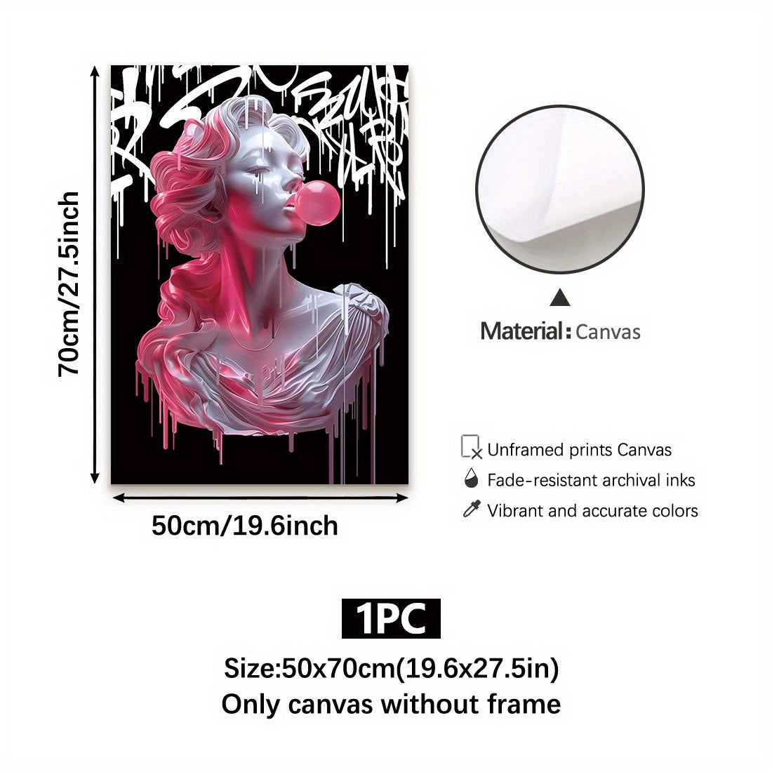 Art Deco Wall Tapestry of Medusa Blowing Bubbles 30x20cm Fabric Decor