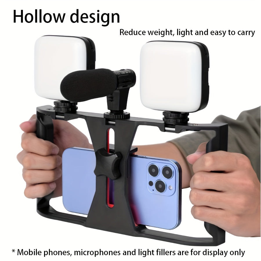Ручной стабилизатор камеры с микрофонной стойкой, материал ABS, 3 порта холодной обуви