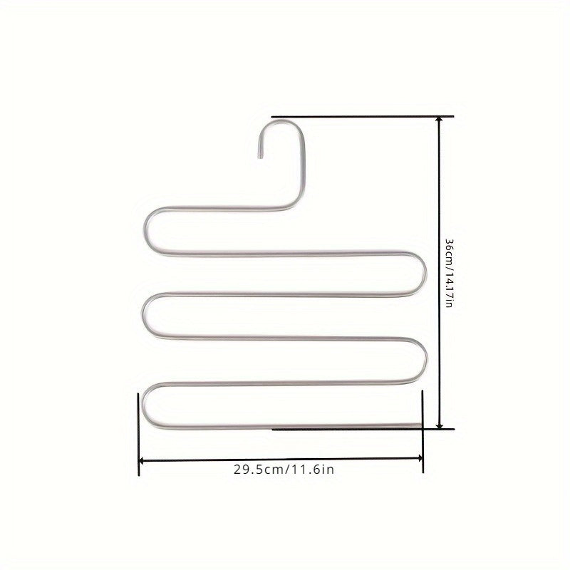 Perchero de pantalones en forma de S de acero inoxidable de 5 niveles, organizador de armario, estante antideslizante de múltiples capas