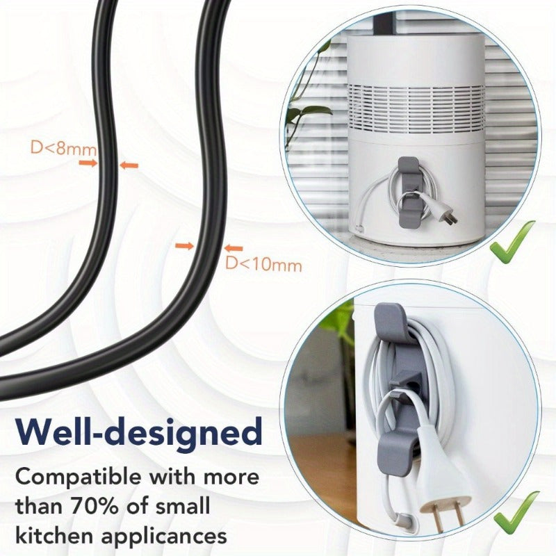 Набор из 8 многоцветных органайзеров для шнуров кухонных приборов - обертки и держатели для блендеров, кофеварок, скороварок и фритюрниц.