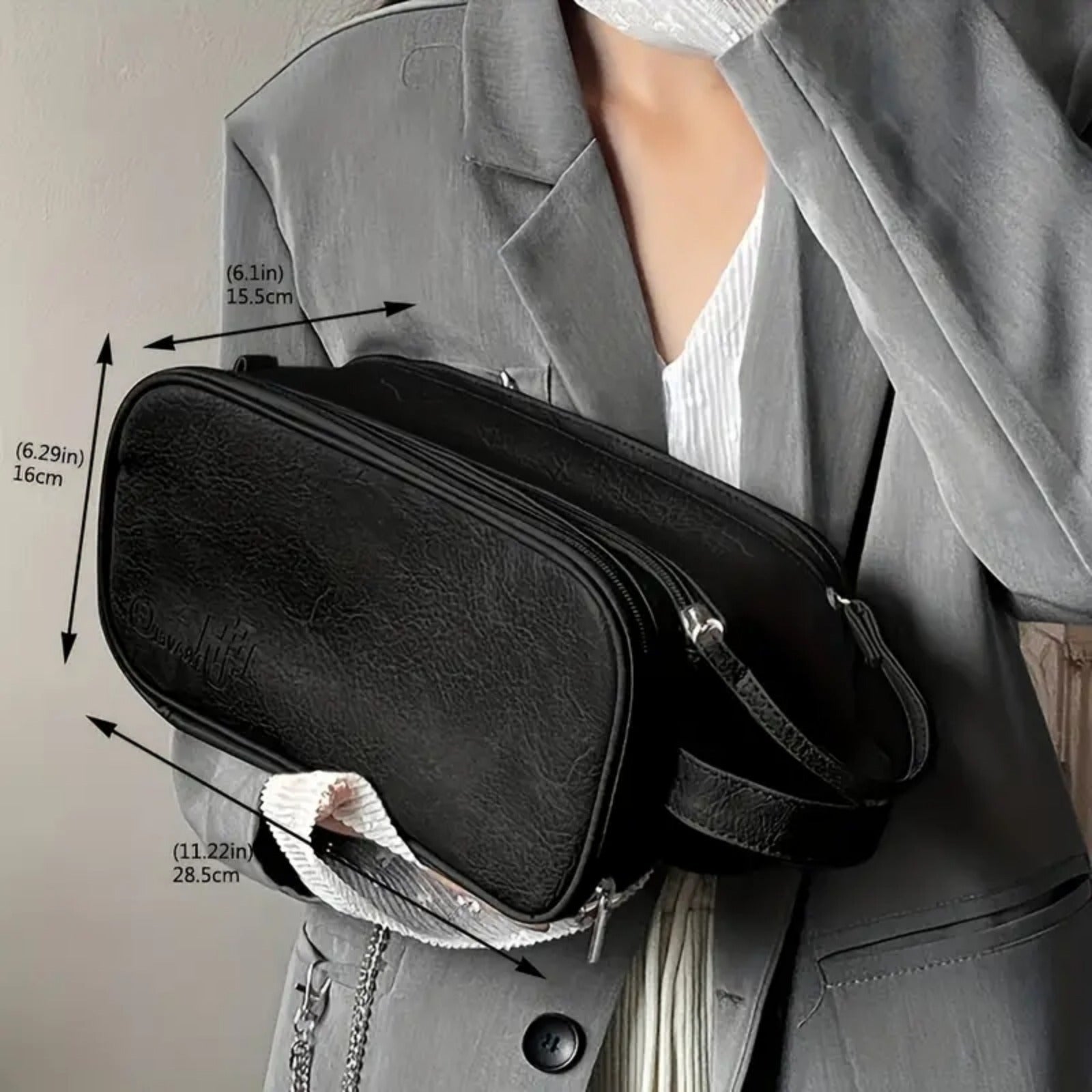 Trifold Faux Leather Cosmetic Bag Large Capacity Water-Resistant Travel Organizer