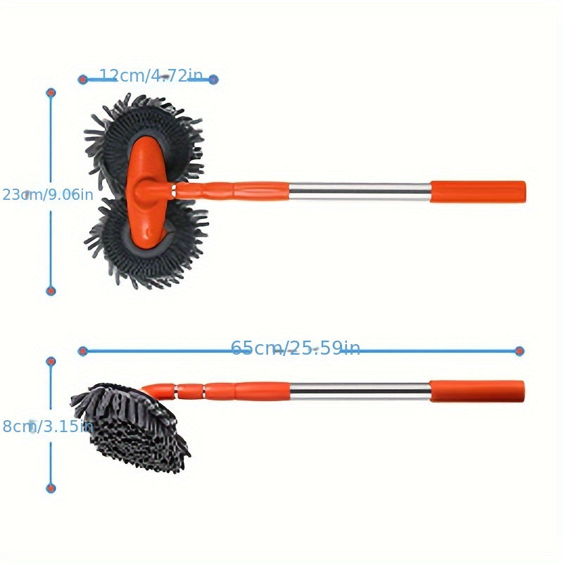 Rotary Car Wash Mop Telescopic Microfiber Soft Brush Vehicle Cleaning Tool