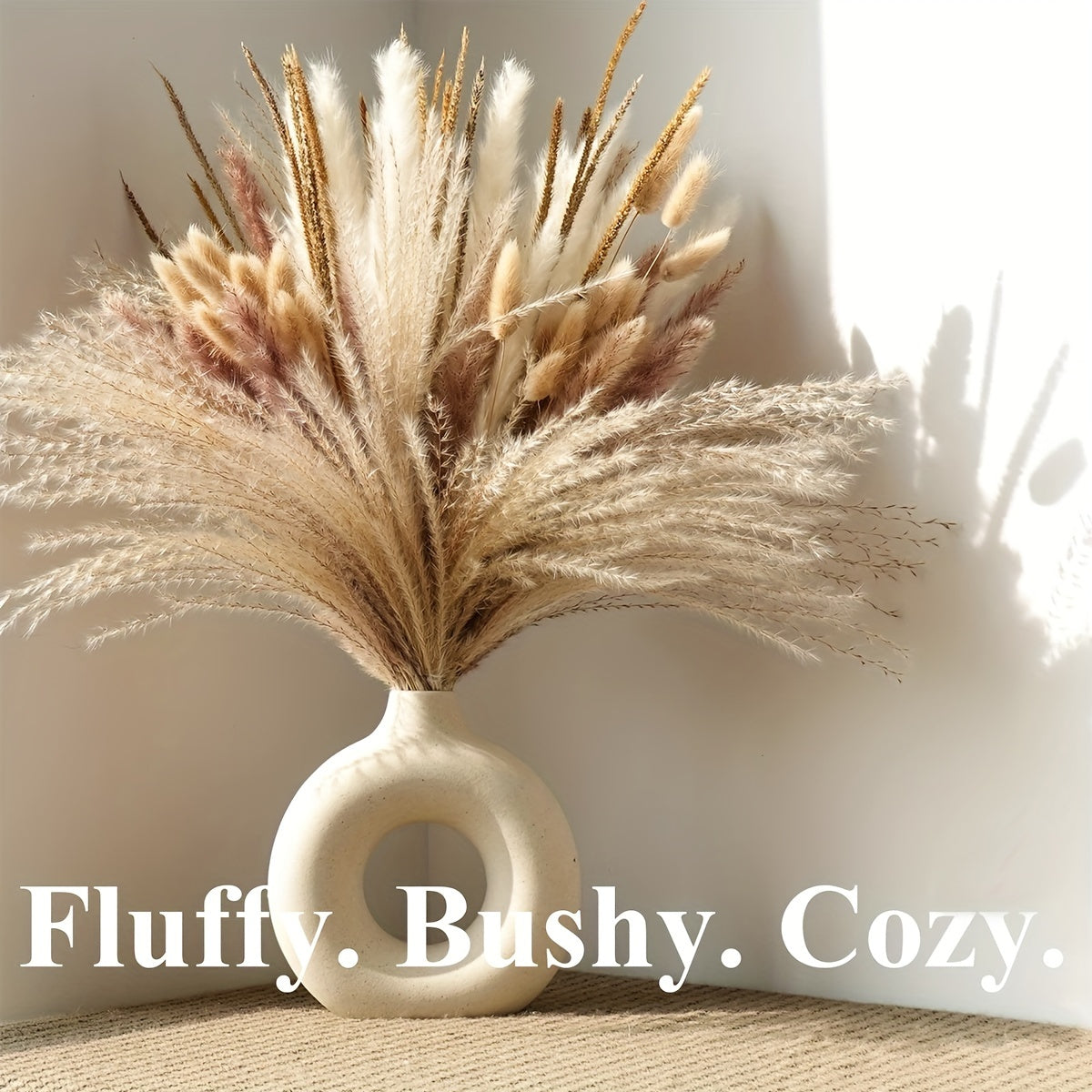 120 Pieces Dried Pampas Grass Natural White Beige Boho Decor Wedding Centerpiece