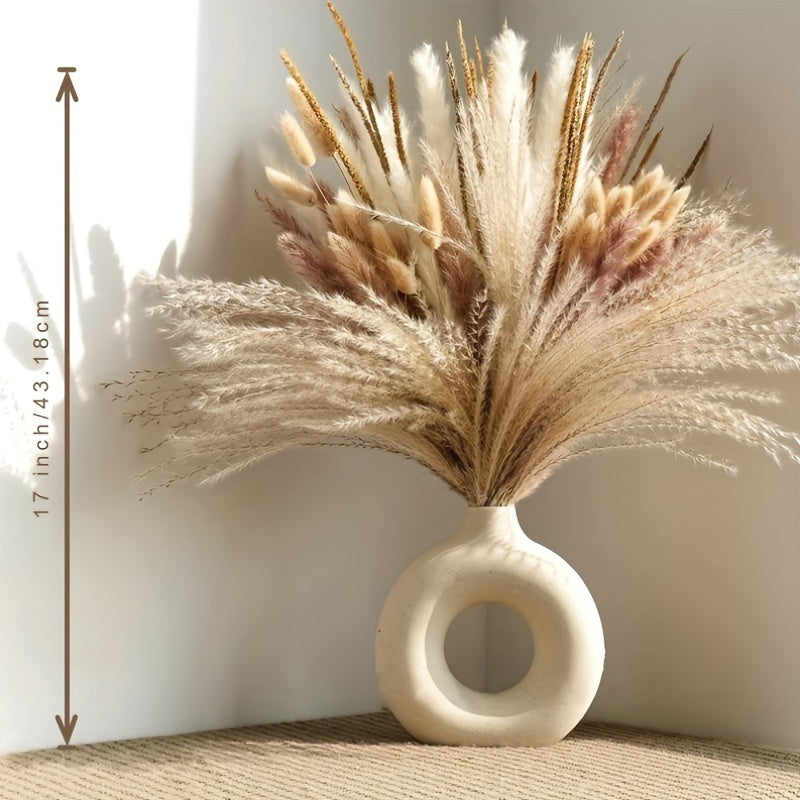 120 Pieces Dried Pampas Grass Natural White Beige Boho Decor Wedding Centerpiece