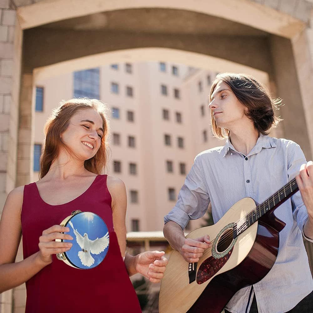 Wooden Hand Drums with Metal Bells 6 8 10 Inch for Kids Parties KTV Church