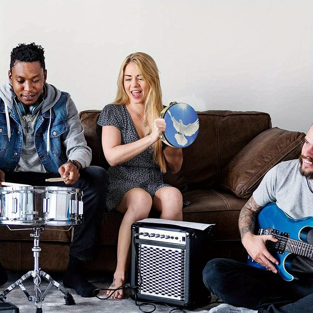 Wooden Hand Drums with Metal Bells 6 8 10 Inch for Kids Parties KTV Church