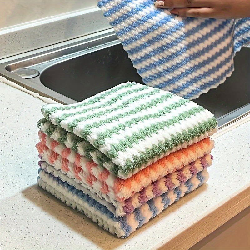 Set of 5 Vintage Cotton Space-Themed Dish Cloths Absorbent Lightweight Kitchen Towels