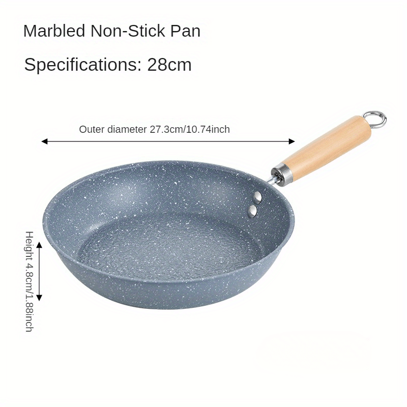 Stainless Steel Non-Stick Frying Pan with Wooden Handle for Gas and Induction Stoves