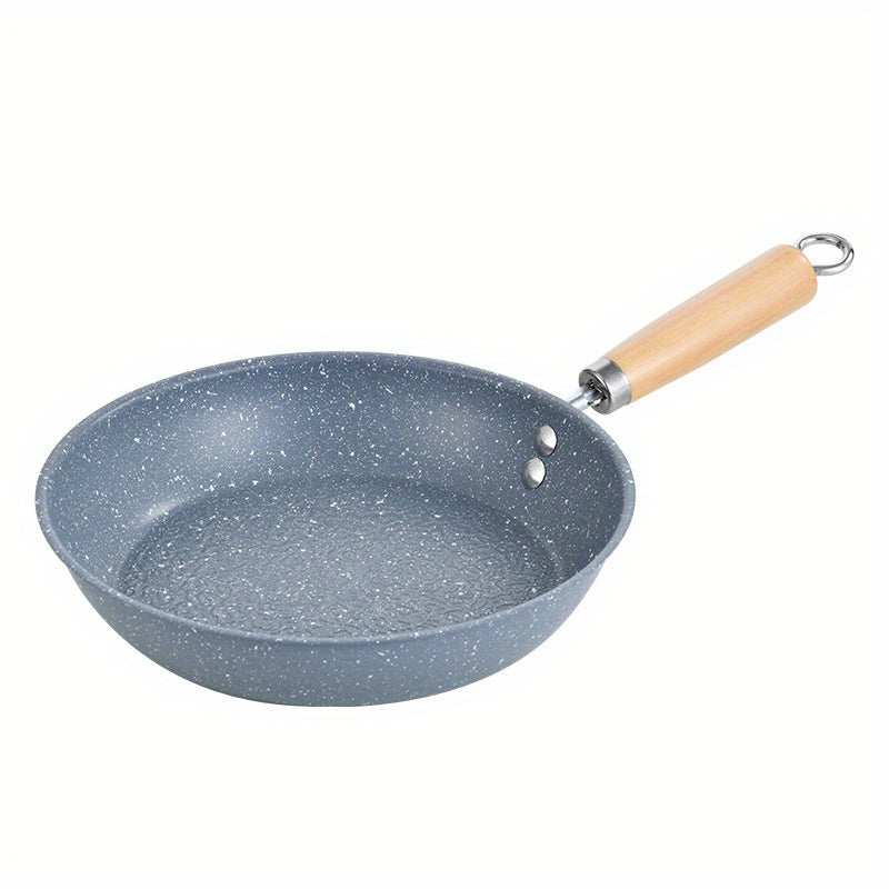 Stainless Steel Non-Stick Frying Pan with Wooden Handle for Gas and Induction Stoves