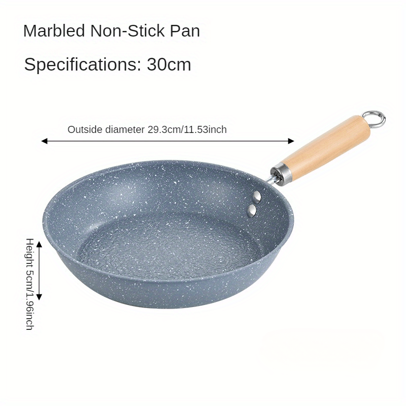 Stainless Steel Non-Stick Frying Pan with Wooden Handle for Gas and Induction Stoves