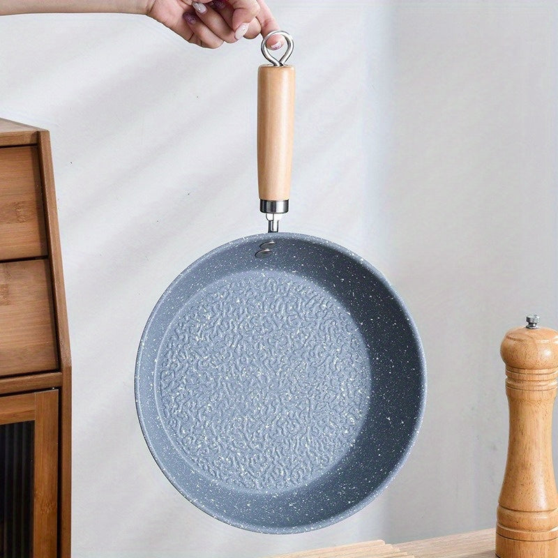 Stainless Steel Non-Stick Frying Pan with Wooden Handle for Gas and Induction Stoves