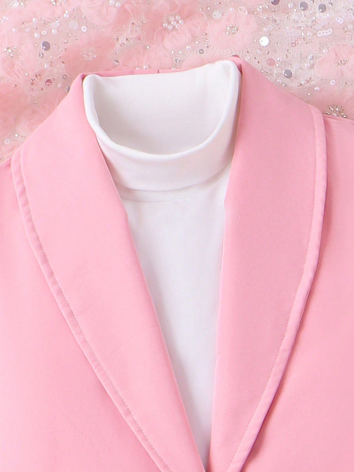 Girls Pink Formal Outfit with Button Detail for Fall Winter Outdoor Events