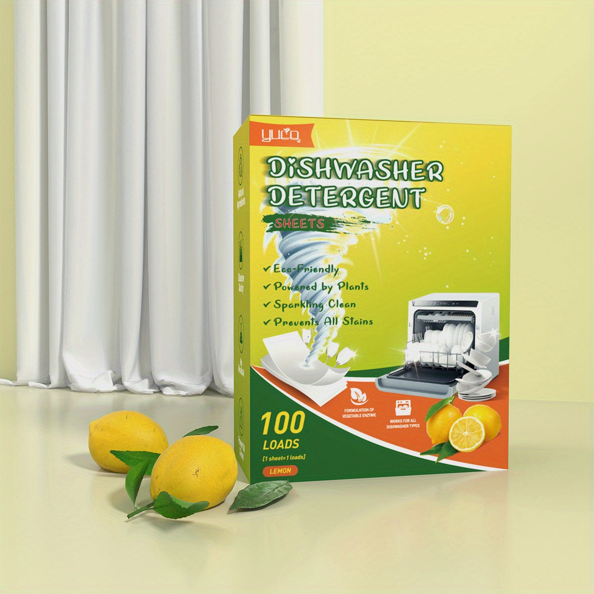 Lemon Scent Dishwashing Tablets 100 Loads, Removes Grease, Gentle on Hands