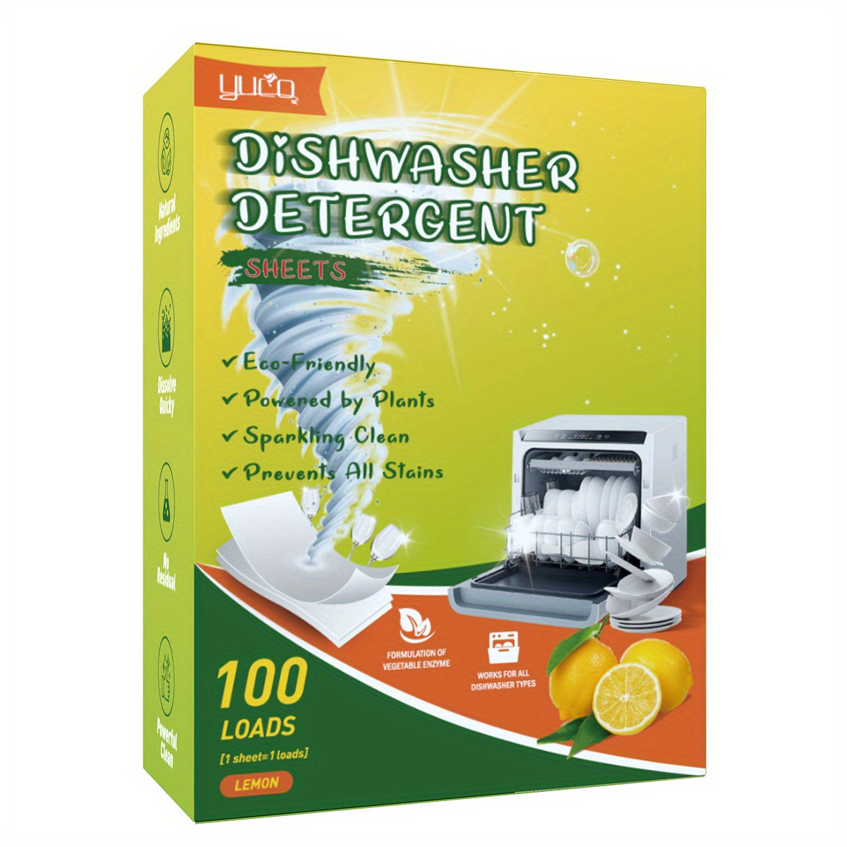 Lemon Scent Dishwashing Tablets 100 Loads, Removes Grease, Gentle on Hands
