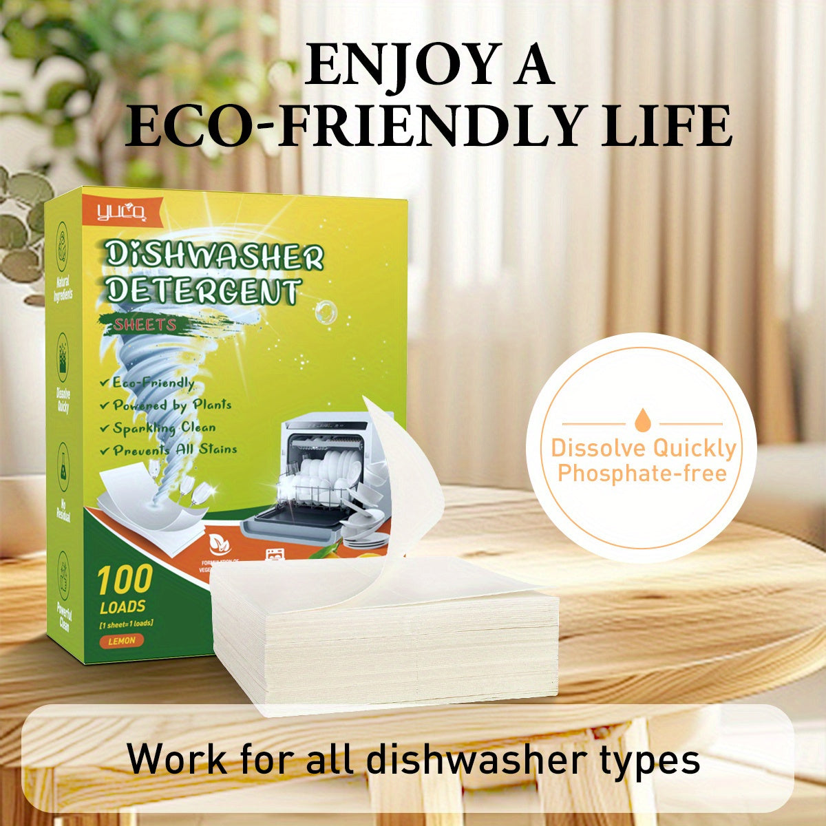 Lemon Scent Dishwashing Tablets 100 Loads, Removes Grease, Gentle on Hands