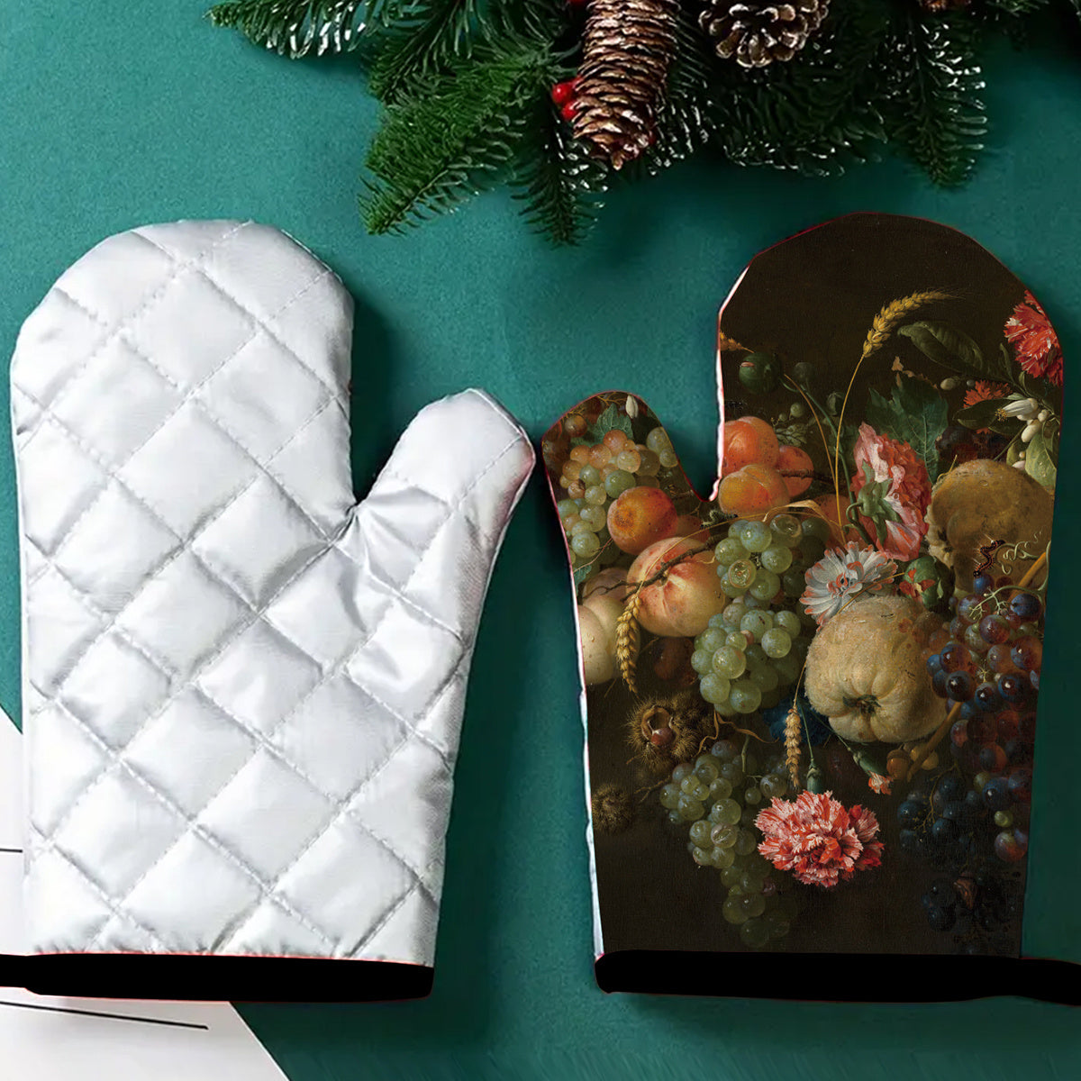 Insulated Kitchen Oven Gloves and Trivets Set Heat-Resistant Microwave Baking Oven Use