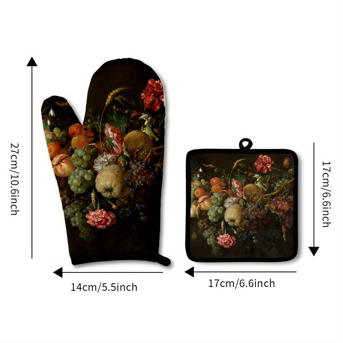 Insulated Kitchen Oven Gloves and Trivets Set Heat-Resistant Microwave Baking Oven Use