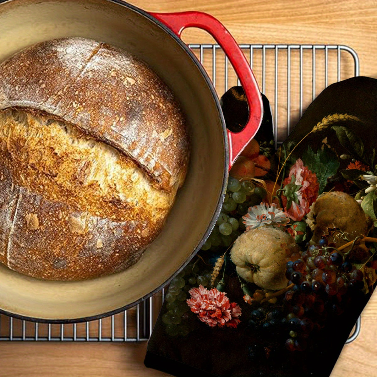 Insulated Kitchen Oven Gloves and Trivets Set Heat-Resistant Microwave Baking Oven Use