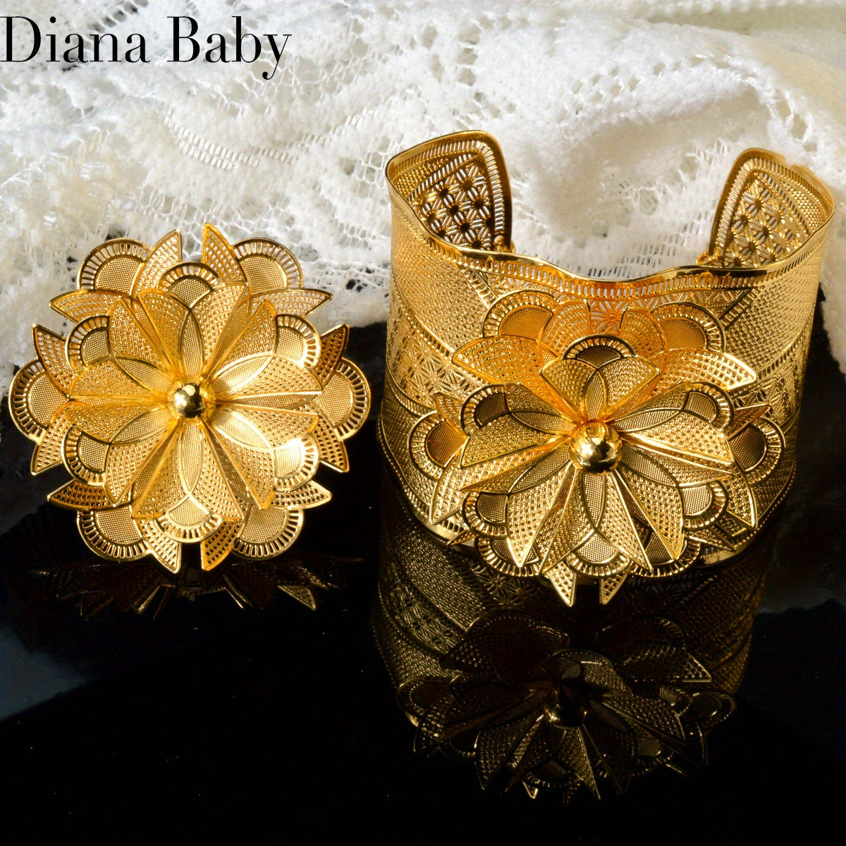 Винтажный цветочный набор украшений из резного меди с геометрическим пустотелым узором, вечный модный аксессуар для женщин, идеально подходит для свадеб и особых мероприятий, универсальный для ношения в любое время года.
