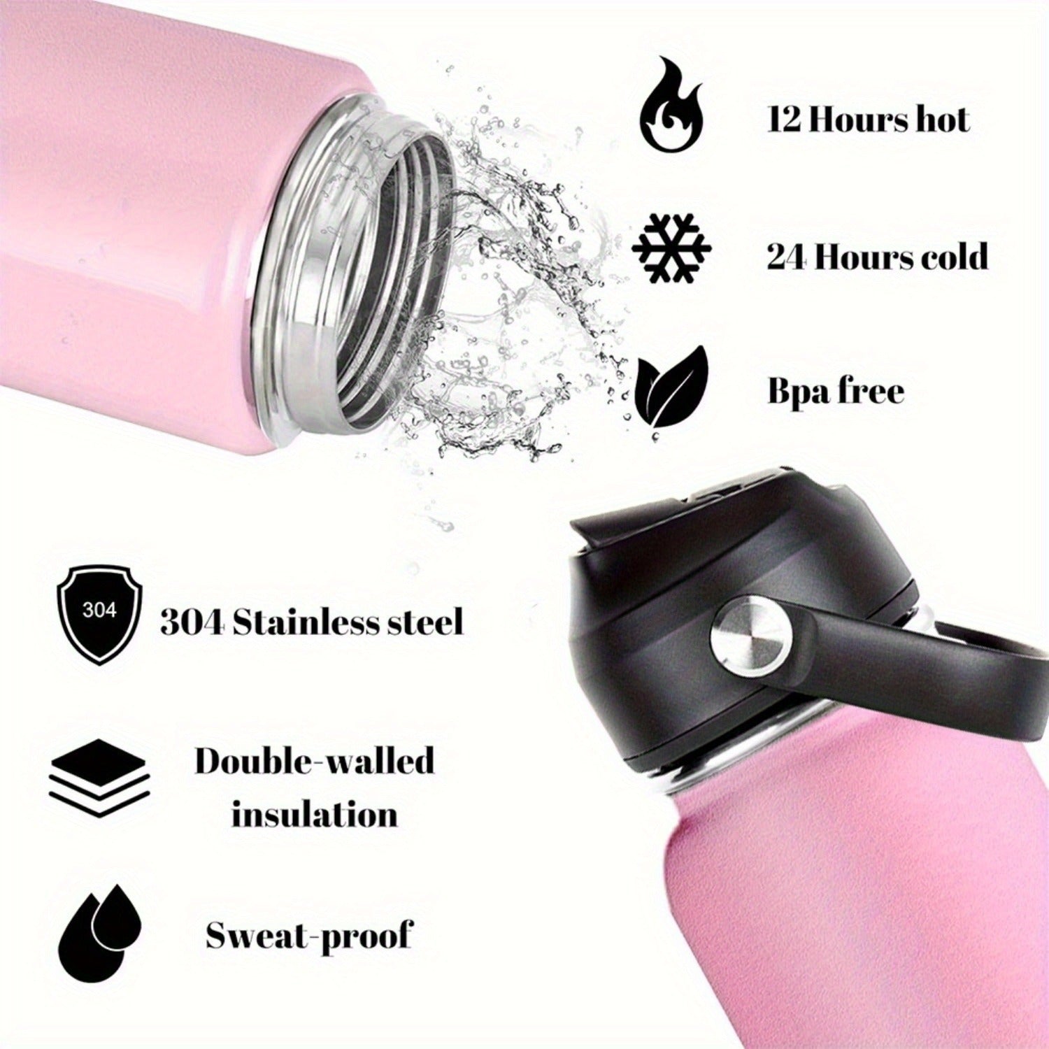 Personalized Stainless Steel Water Bottle 18oz Insulated Tumbler with Straw Lid for Sports Travel Gym
