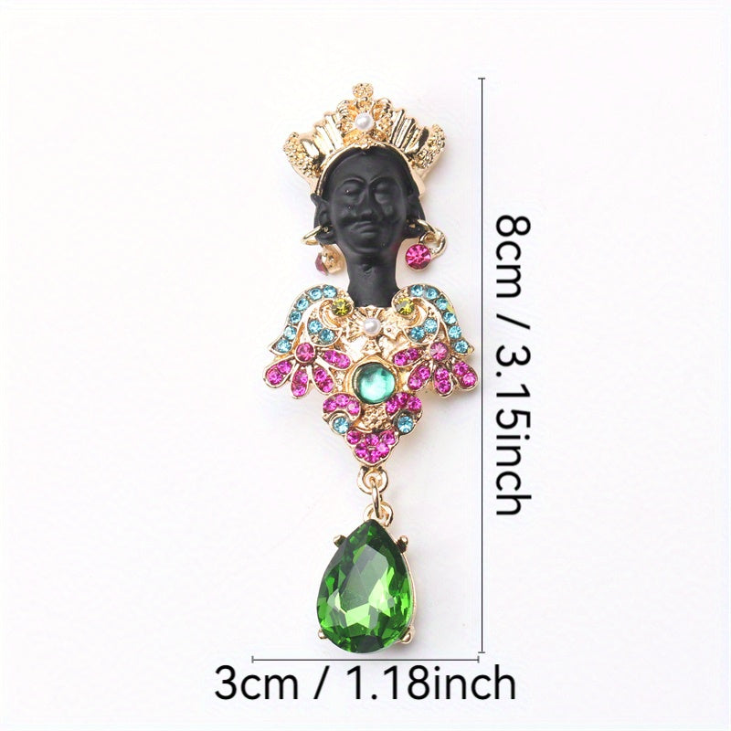 Vintage Baroque Style Rhinestone Brooch Enamel Pin for Women and Men