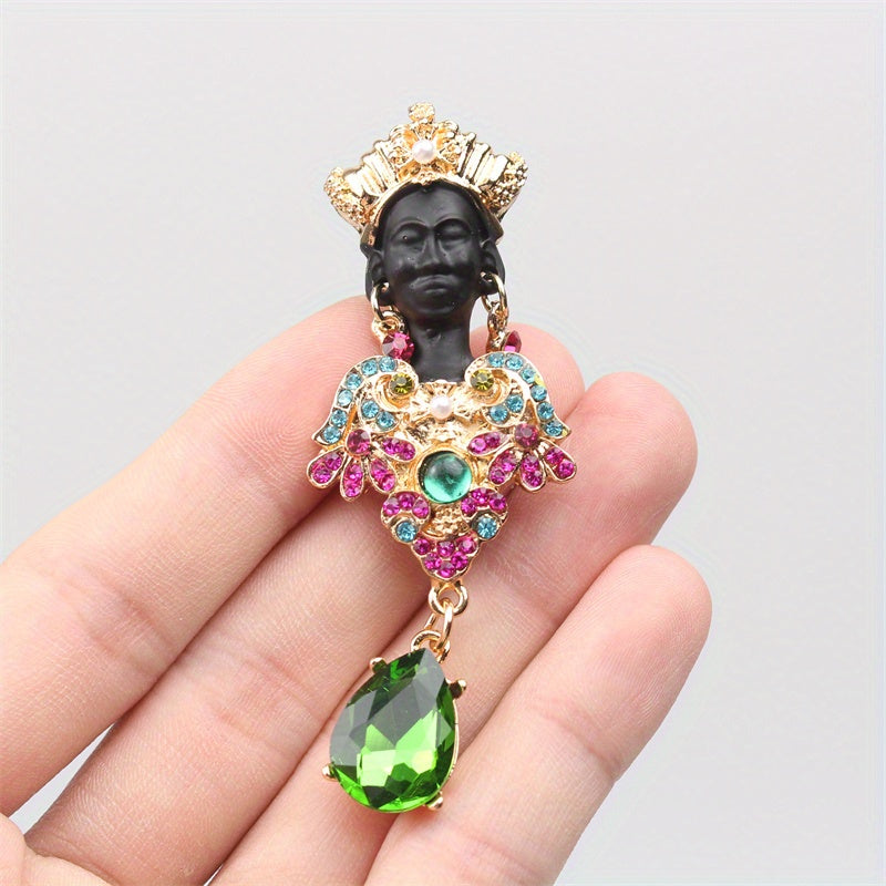 Vintage Luxurious Baroque Style Rhinestone Brooch – Qiziqarli Dizaynga ega noyob Emal Pin, Erkaklar va Ayollar uchun Zamonaviy Aksessuar