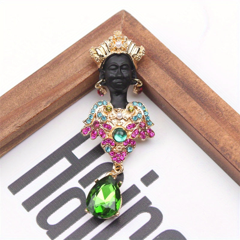 Vintage Baroque Style Rhinestone Brooch Enamel Pin for Women and Men