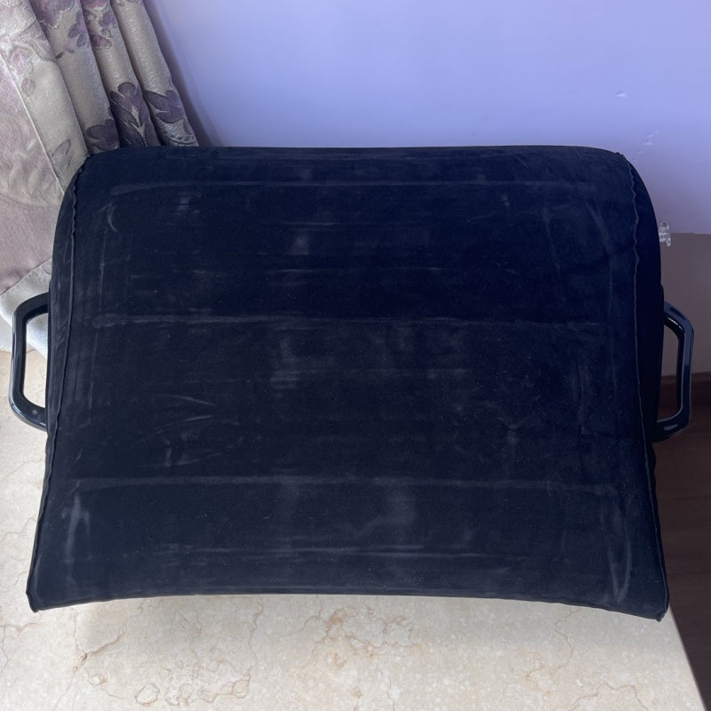 Gray Black Ergonomic Triangular Backrest Cushion with Handle Polyester Fill