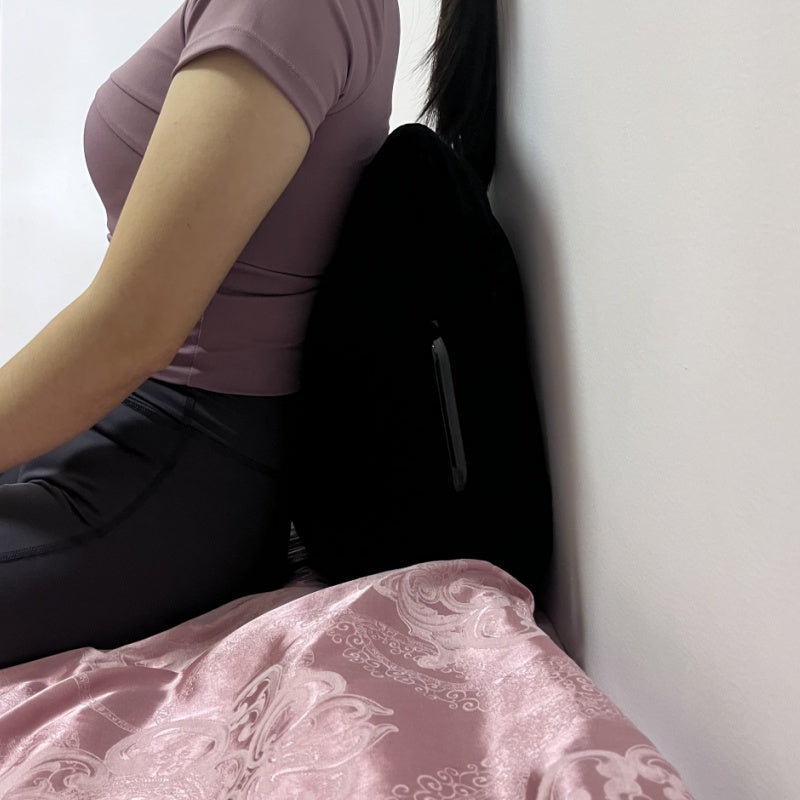 Gray Black Ergonomic Triangular Backrest Cushion with Handle Polyester Fill