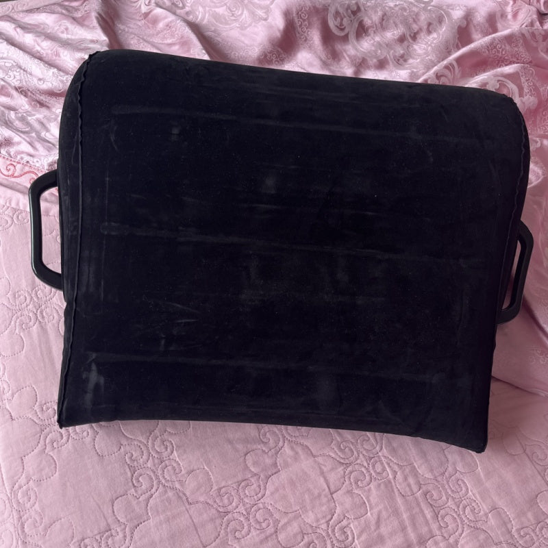 Gray Black Ergonomic Triangular Backrest Cushion with Handle Polyester Fill