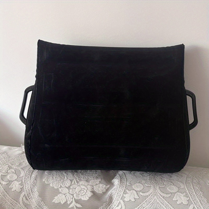 Gray Black Ergonomic Triangular Backrest Cushion with Handle Polyester Fill