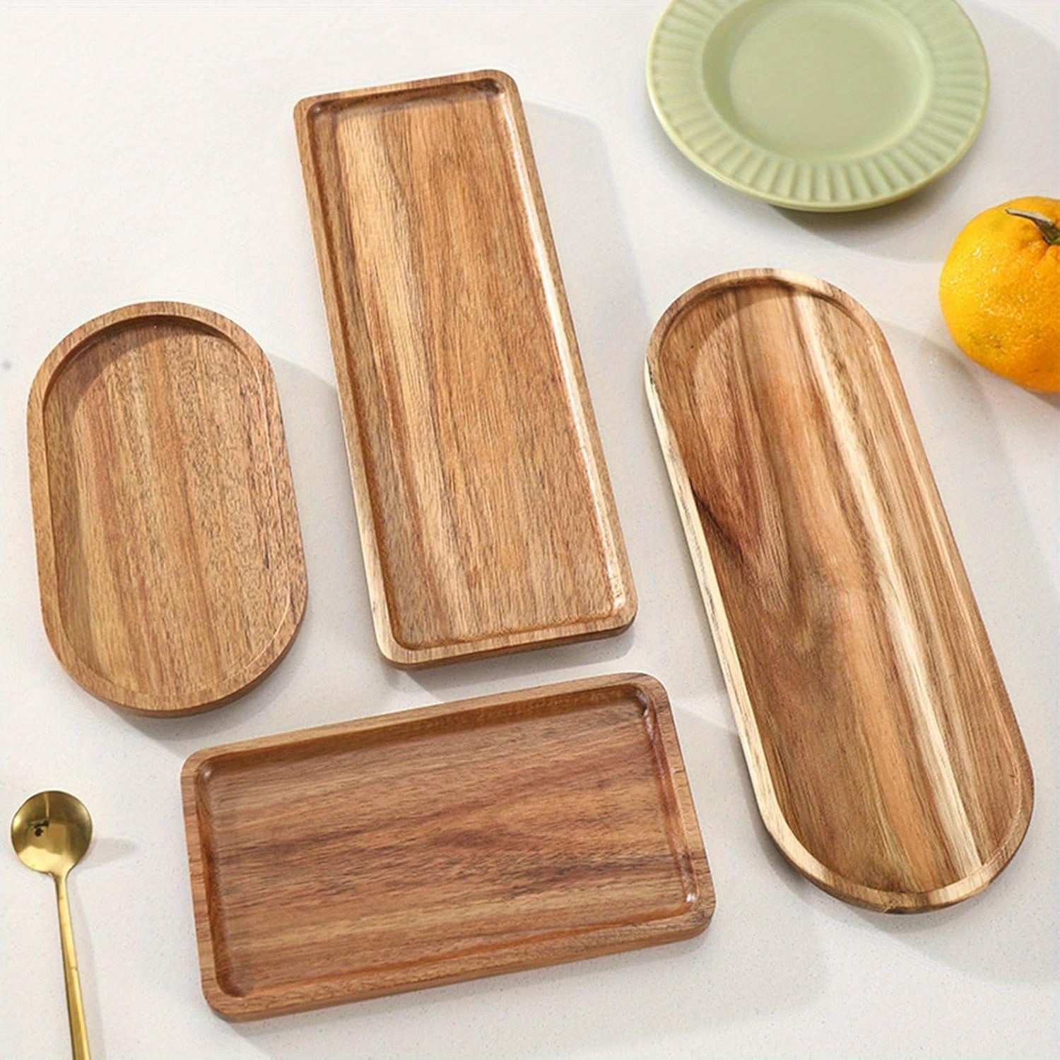 Wooden Serving Tray for Snacks Breakfast and Home Decor Natural Wood Grain