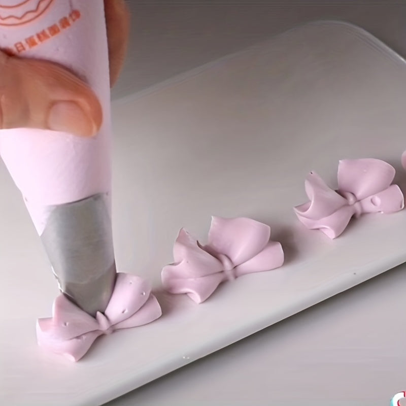 Set of 4 Stainless Steel Piping Tips for Cake Decorating Bow, Leaf, Lily Patterns