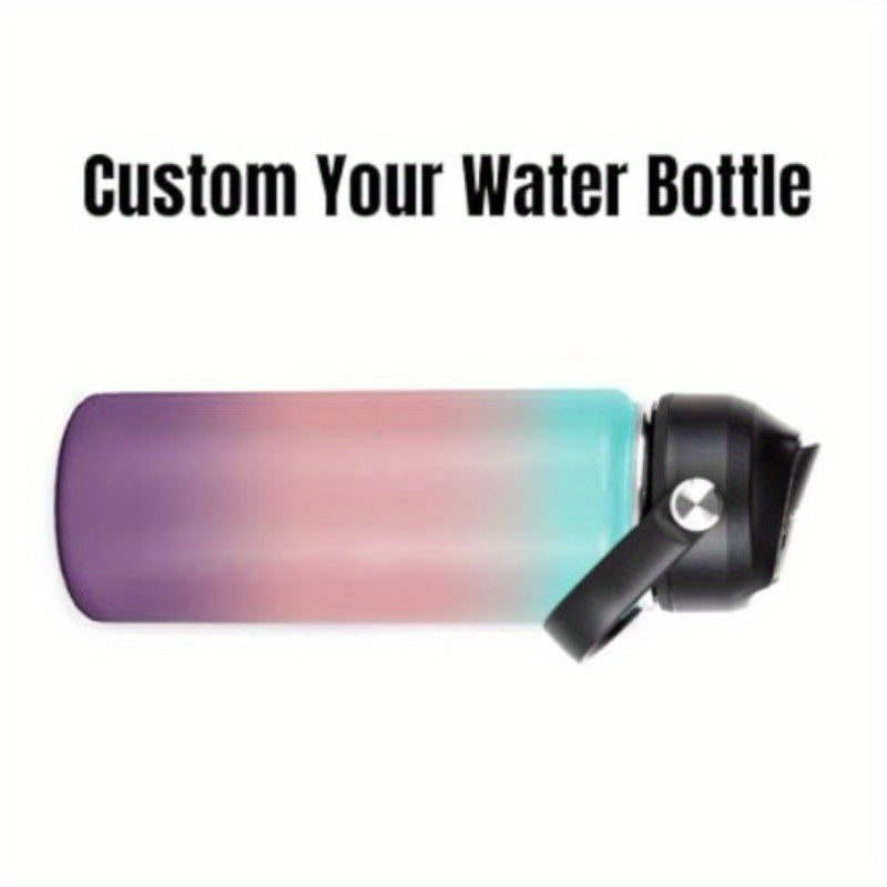 Personalized Kids Water Bottle 18oz Stainless Steel Insulated Flask with Straw