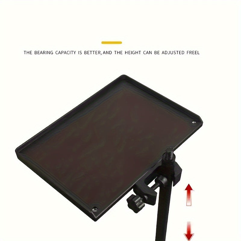 Microphone Stand Tray ABS Adjustable Music Sheet Holder for Live Streaming Karaoke Recording Black